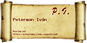 Peterman Iván névjegykártya